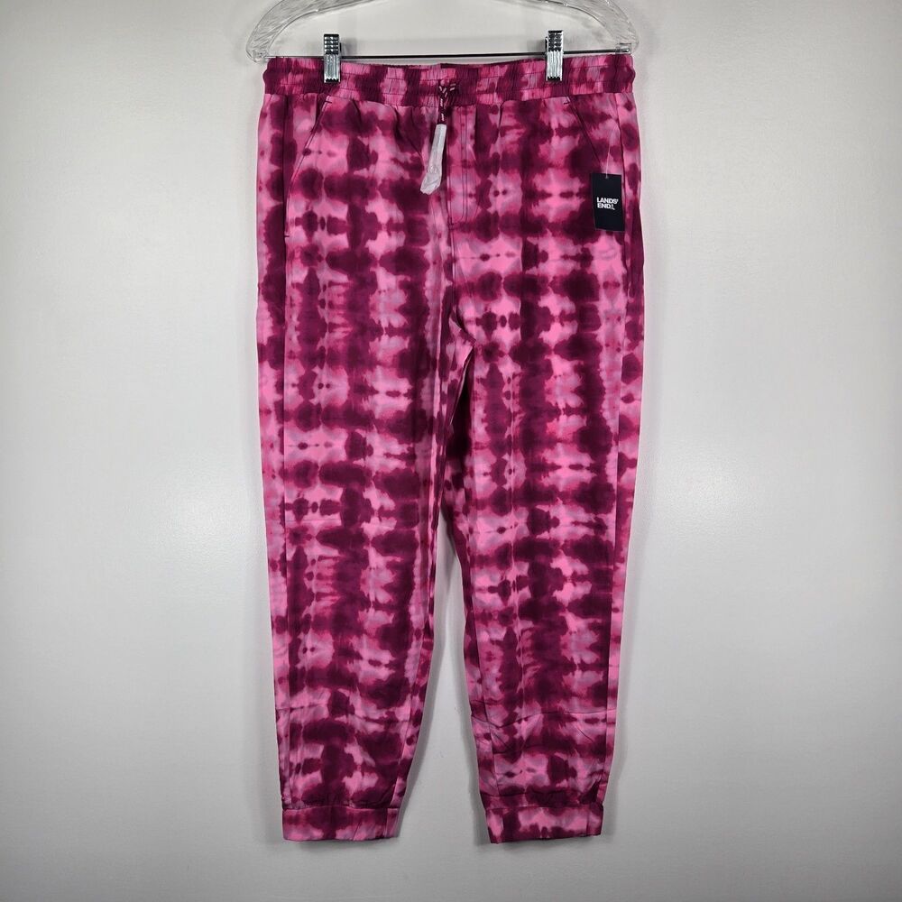 Land's End Girls Size XL 14+ - 16+ Active Jogger Pants Dark Berry Tie Dye NWT
